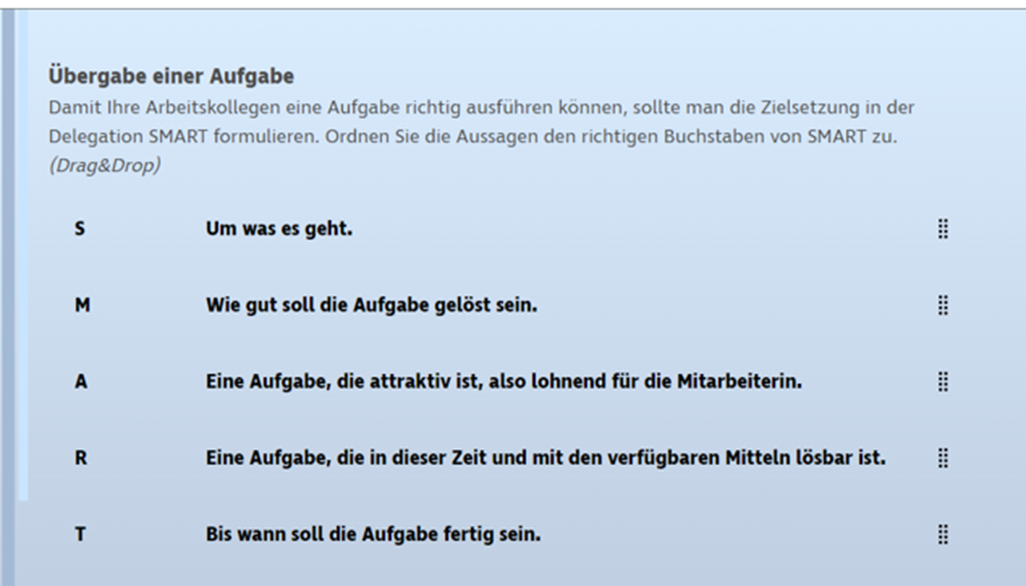 Sortieren von Fragen
